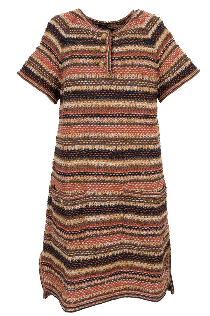 CHANEL Cruise 2018 Knit Dress Brown Orange