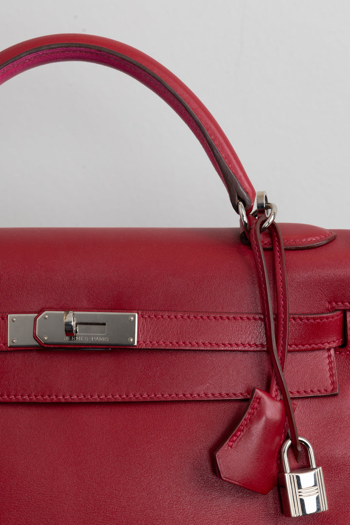 HERMÈS Candy Kelly 32 Retourne Swift Rouge Coeur Candy Pink