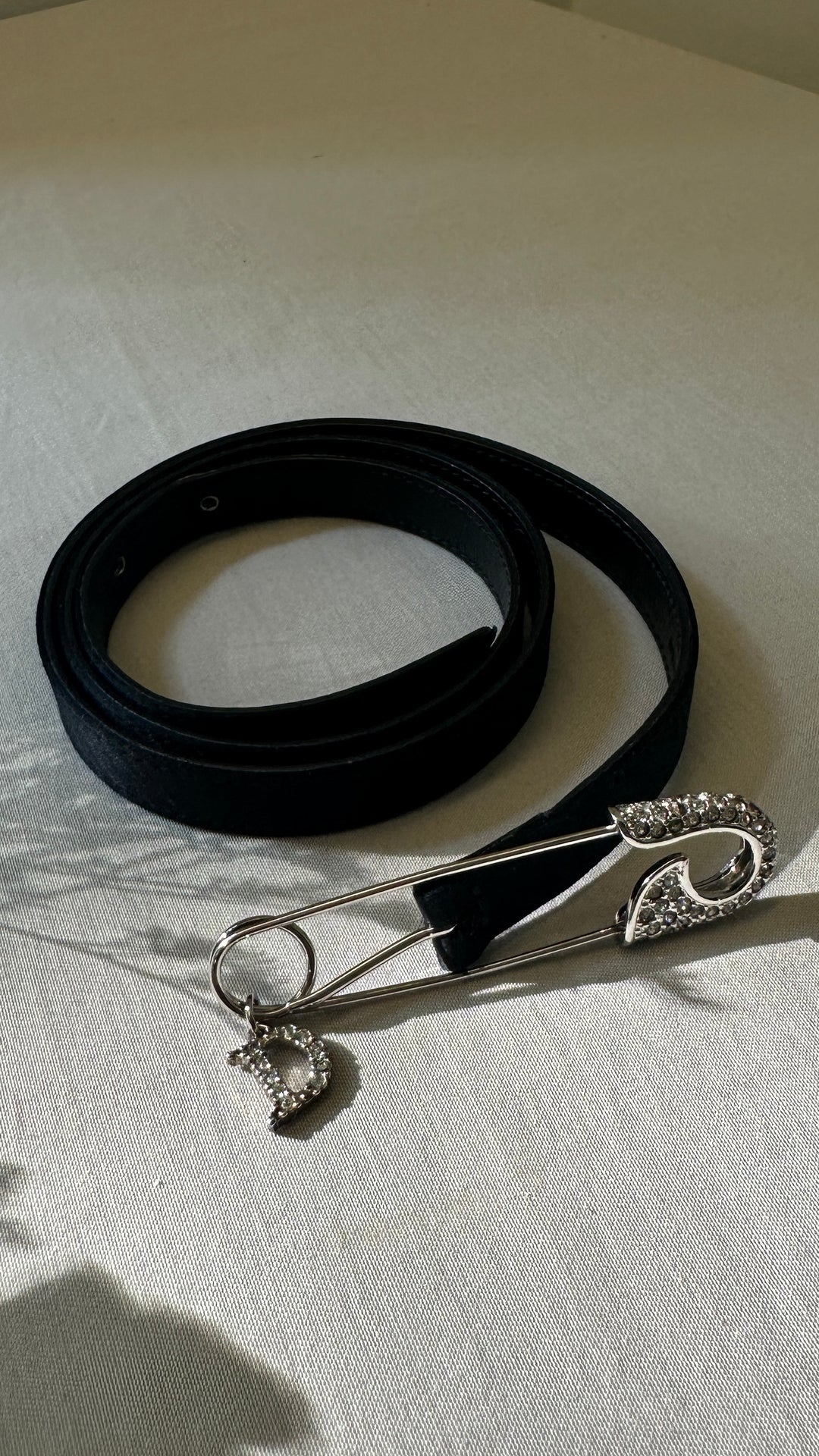 CHRISTIAN DIOR Pin Belt Black Satin