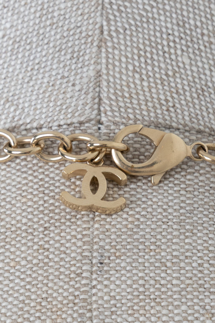 CHANEL 2007 Gripoix Cross Necklace Green Gold