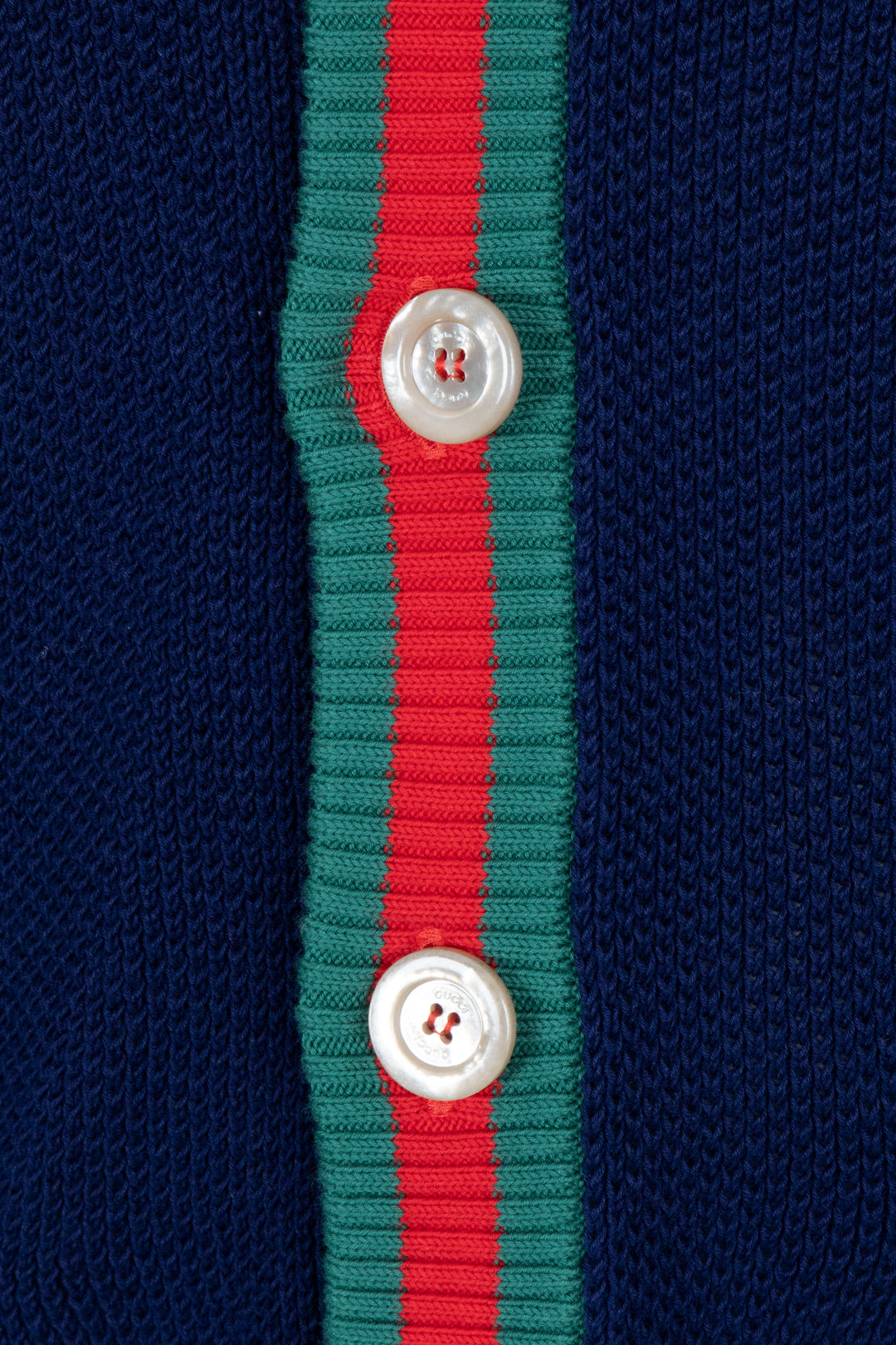 GUCCI Cardigan en maille rayée Web GG bleu