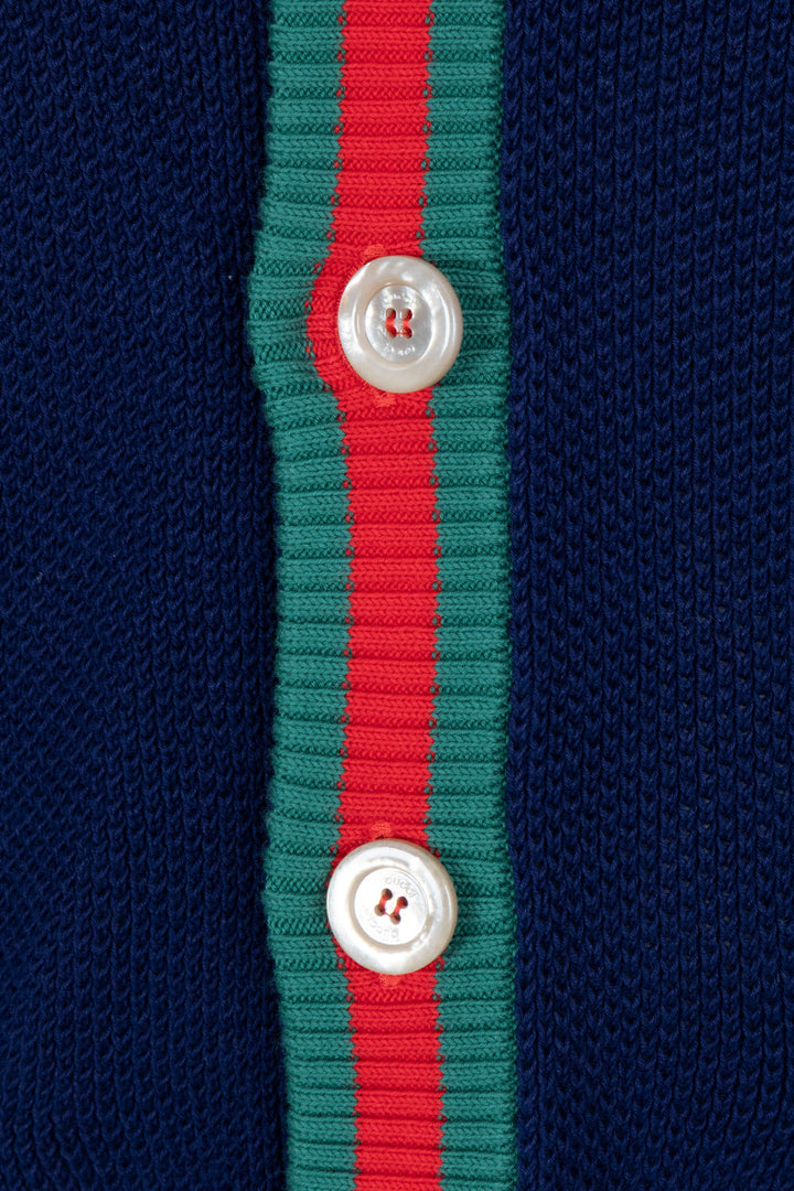 GUCCI Cardigan en maille rayée Web GG bleu