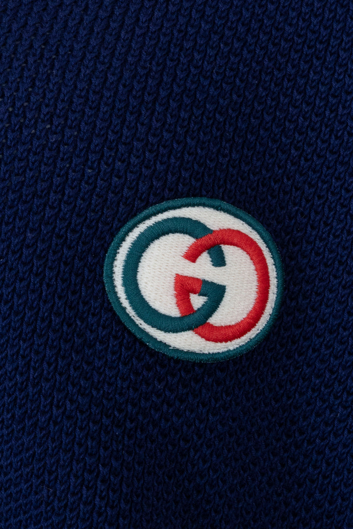 GUCCI Cardigan en maille rayée Web GG bleu