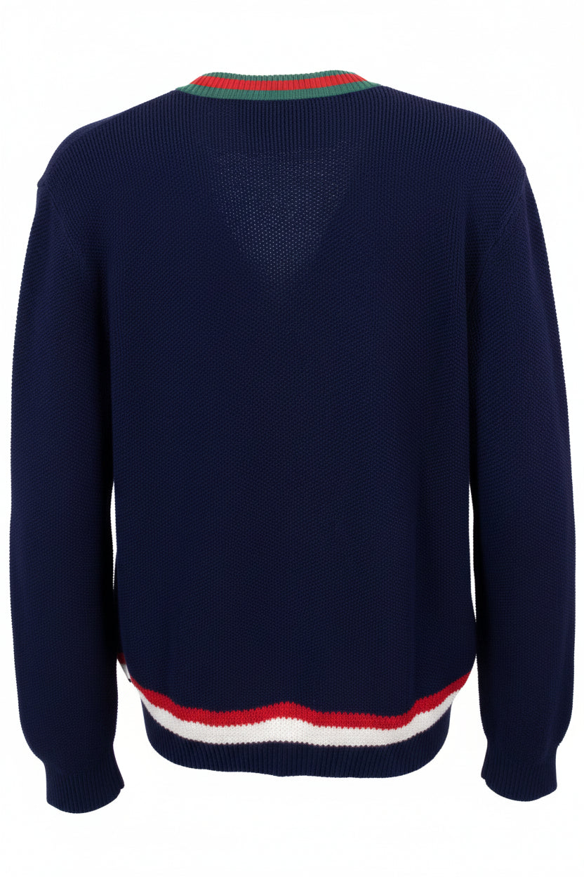 GUCCI Cardigan en maille rayée Web GG bleu