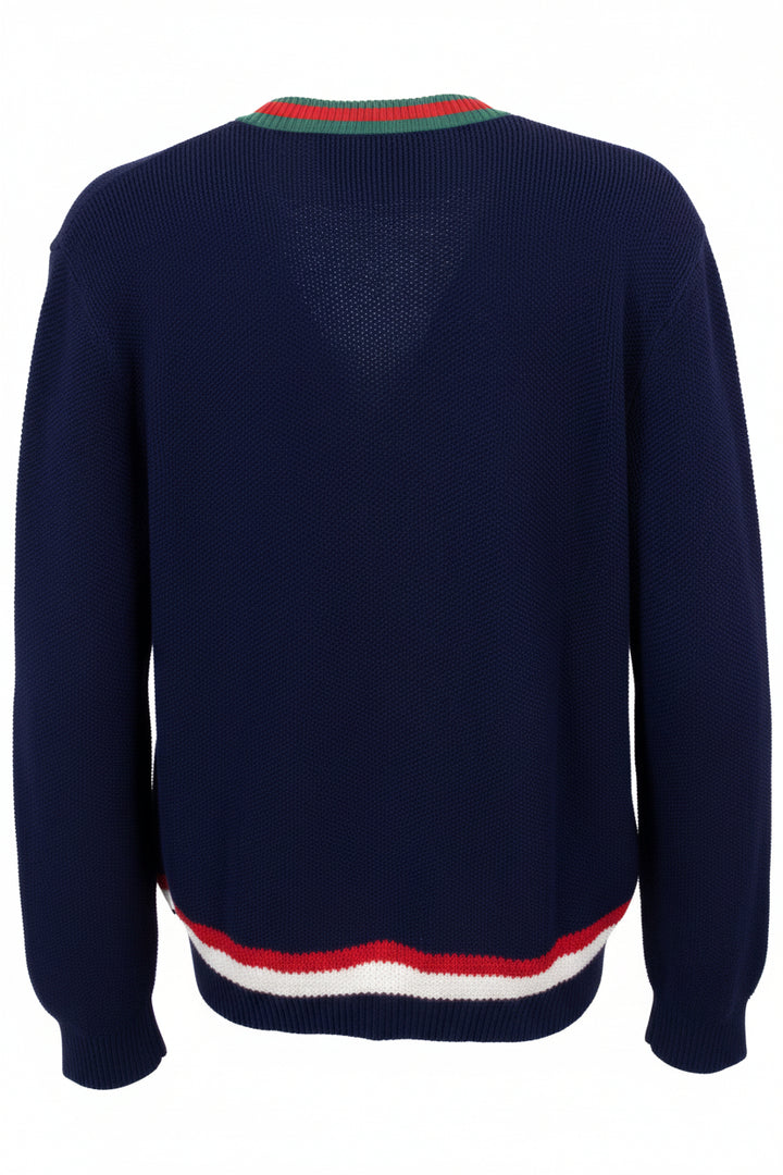 GUCCI Cardigan en maille rayée Web GG bleu