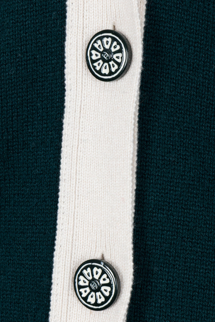 CHANEL 2016 V Neck Knit Cardigan Cashmere Green