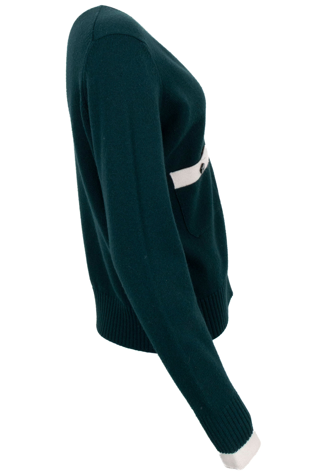 CHANEL 2016 V Neck Knit Cardigan Cashmere Green