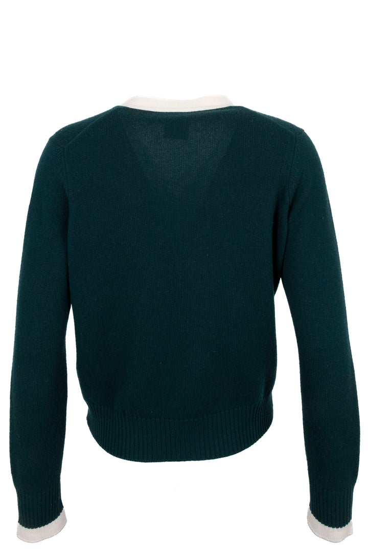 CHANEL 2016 V Neck Knit Cardigan Cashmere Green