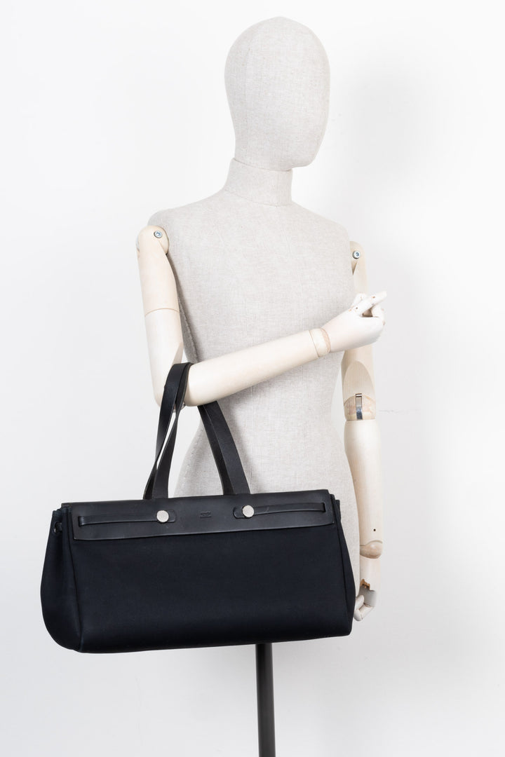 HERMÈS Herbag Tote Canvas Black