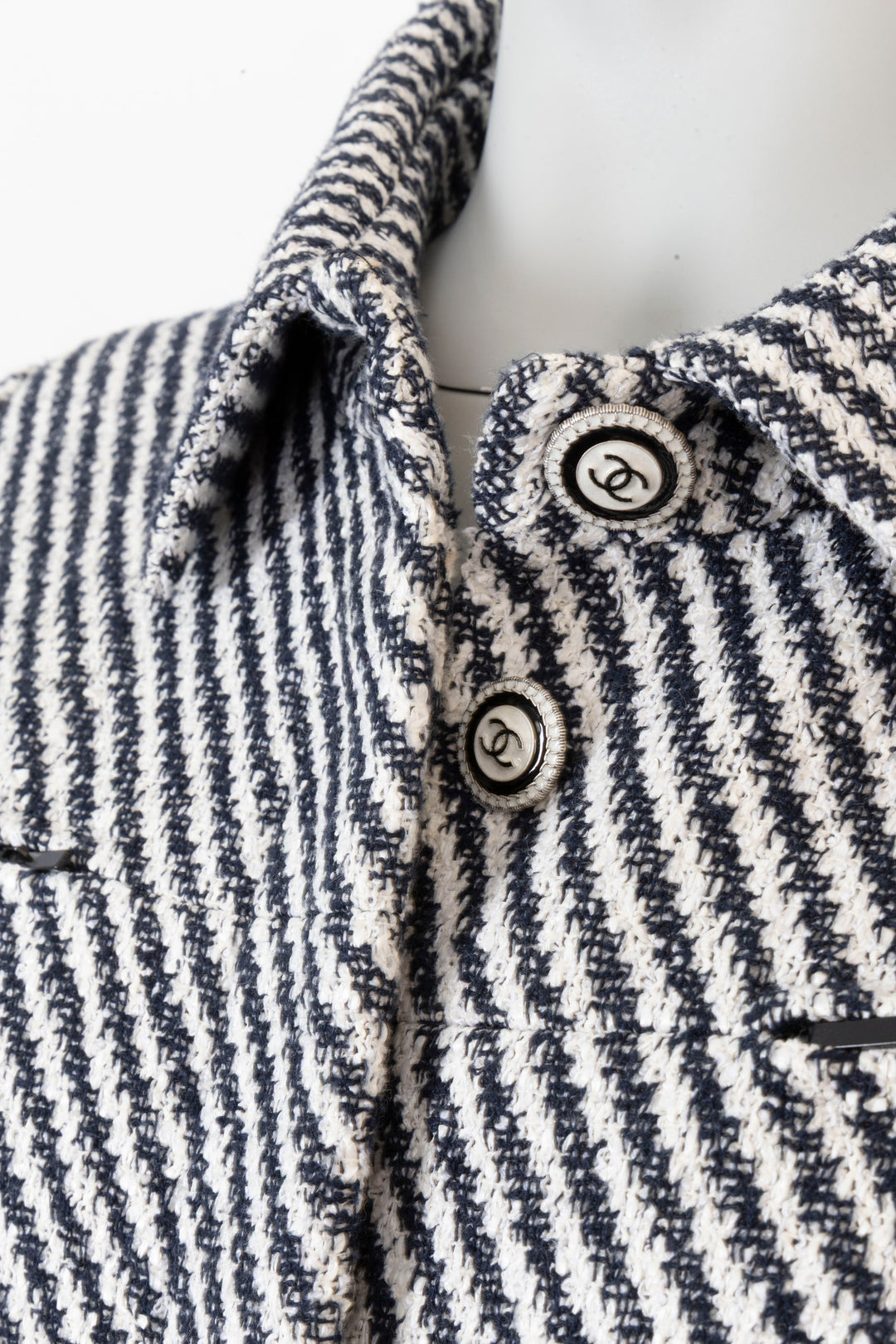 CHANEL 2015 Two Piece Fantasy Tweed Navy White