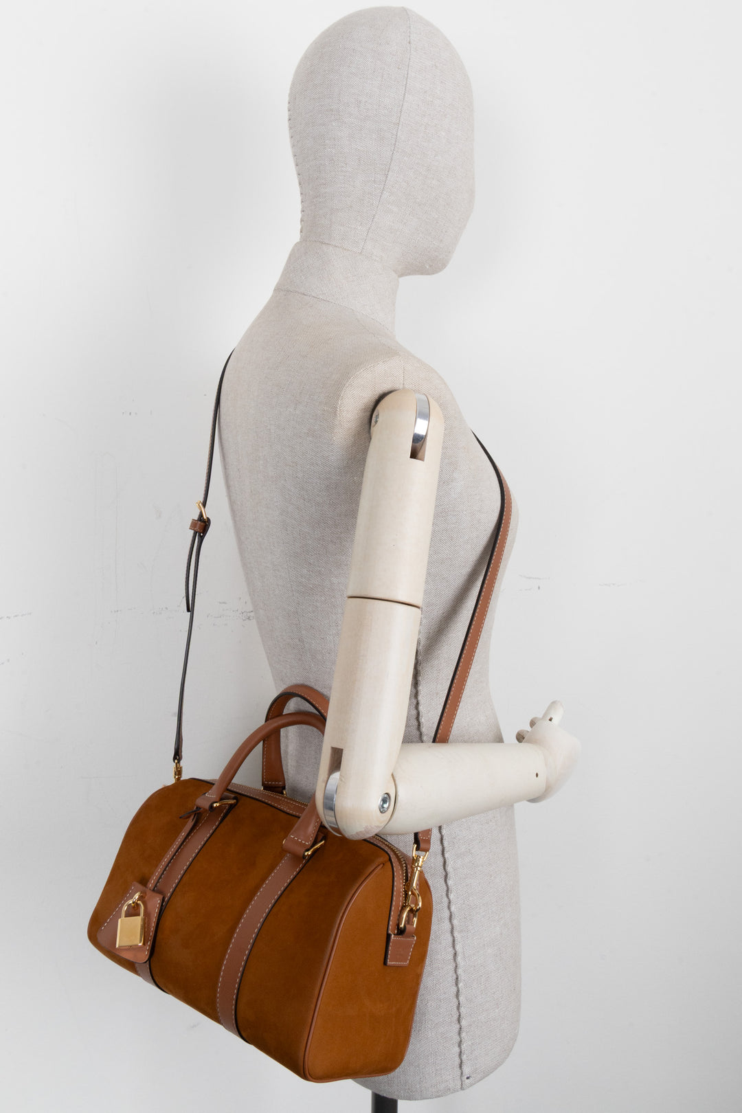 CELINE Boston Bag Suede Cognac