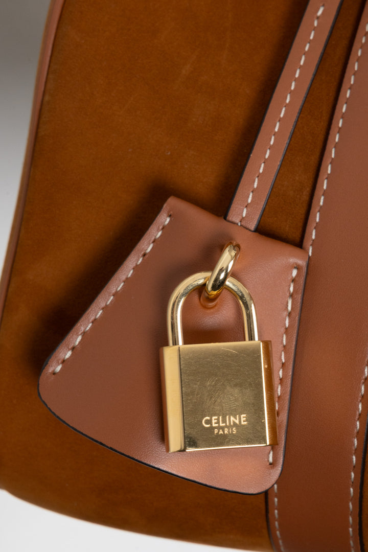 CELINE Boston Bag Suede Cognac