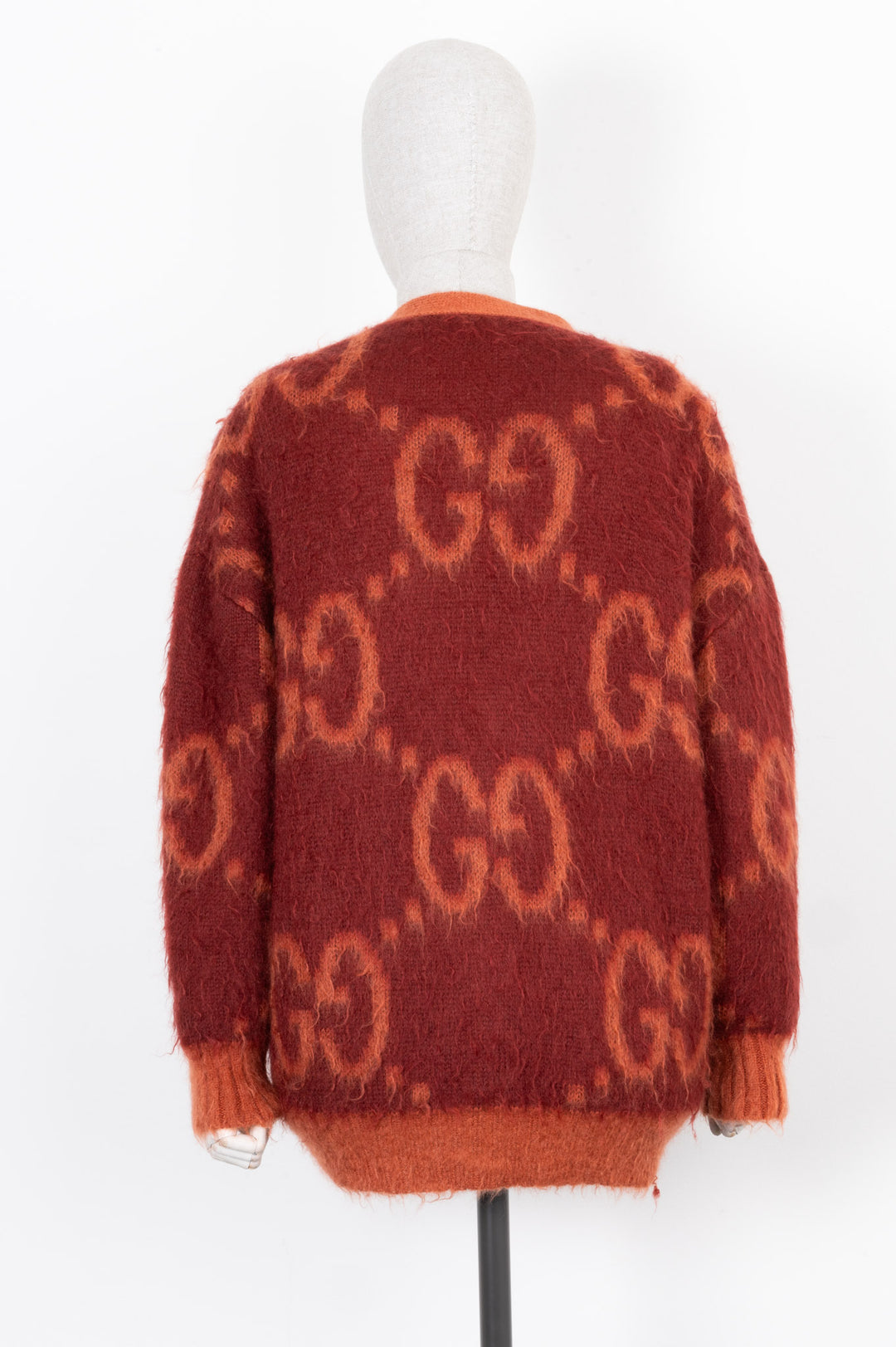 GUCCI GG Reversible Knit Cardigan Red Orange