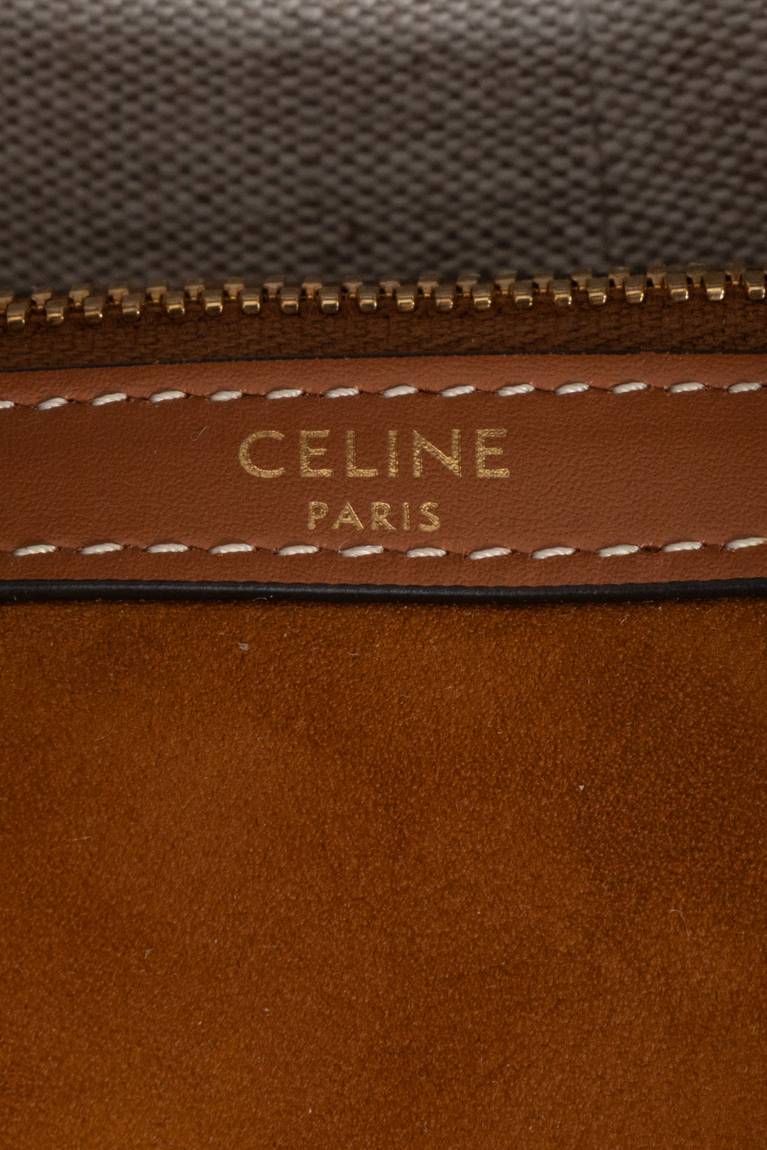 CELINE Boston Bag Suede Cognac
