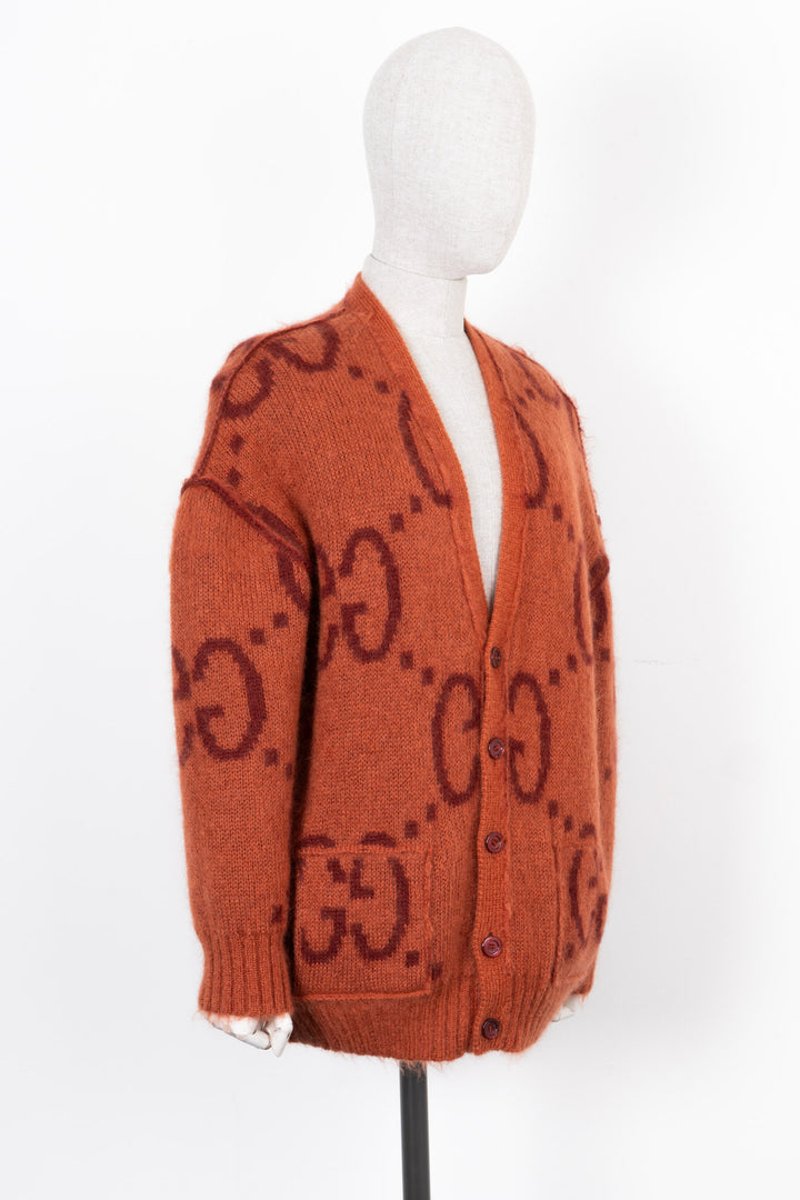 GUCCI GG Reversible Knit Cardigan Red Orange