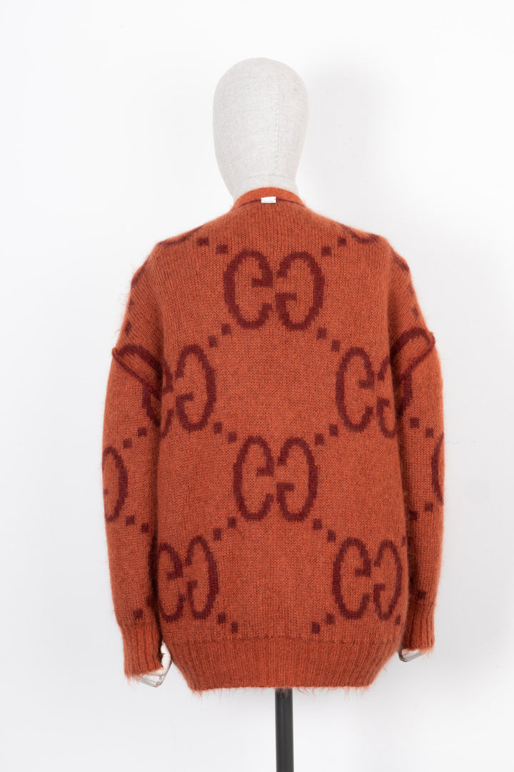 GUCCI GG Reversible Knit Cardigan Red Orange