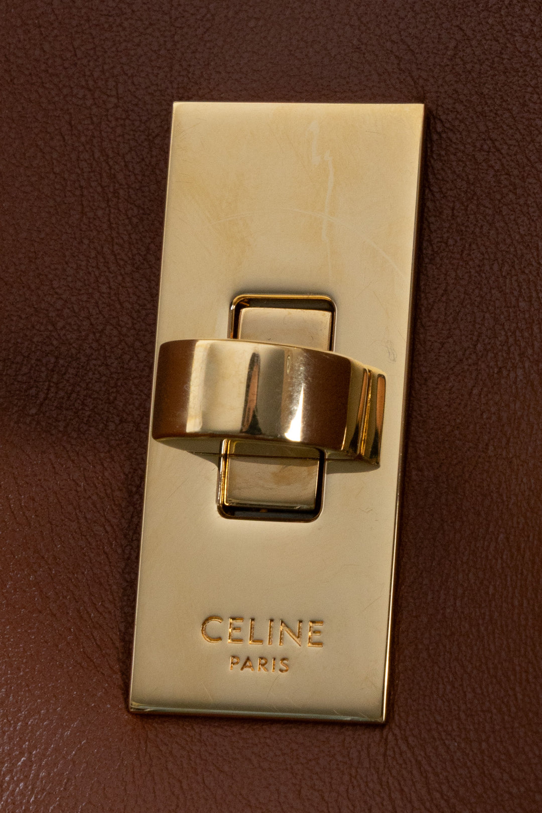 CELINE 16 Bucket Bag Leather Cognac