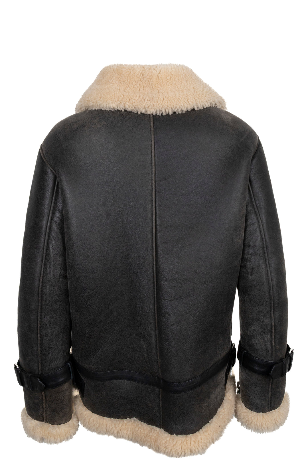 Blouson bomber marron SAINT LAURENT 2023 avec bordure en peau lainée