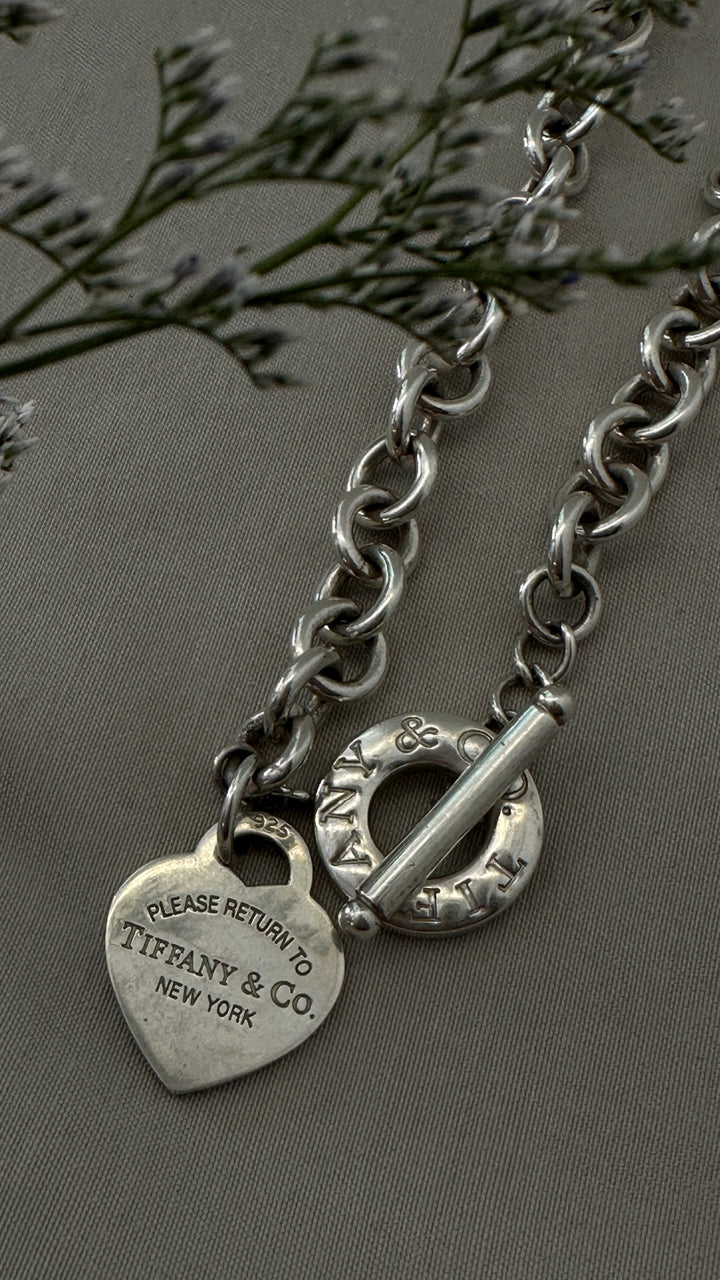 TIFFANY&CO. RTT Heart Chain Necklace Sterling Silver