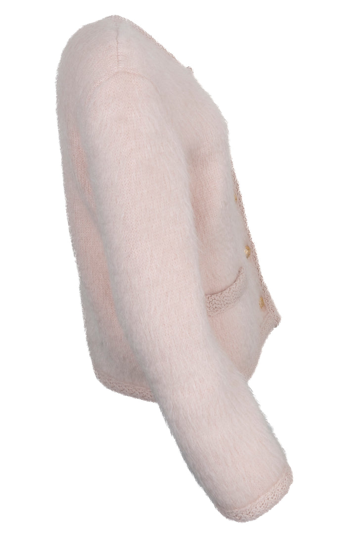 CELINE Slit Pocket Mohair Knit Cardigan Light Pink