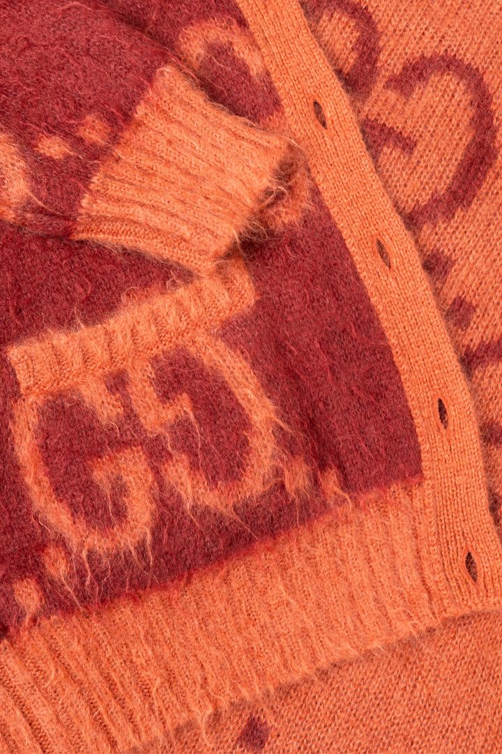 GUCCI GG Reversible Knit Cardigan Red Orange