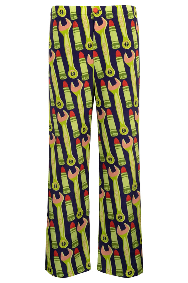 GUCCI Lipstick Silk Pants Green