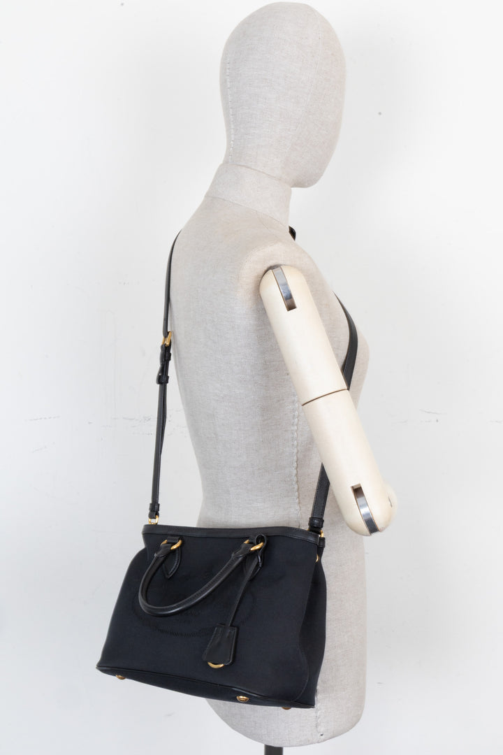 PRADA Logo Tote Bag Canvas Black