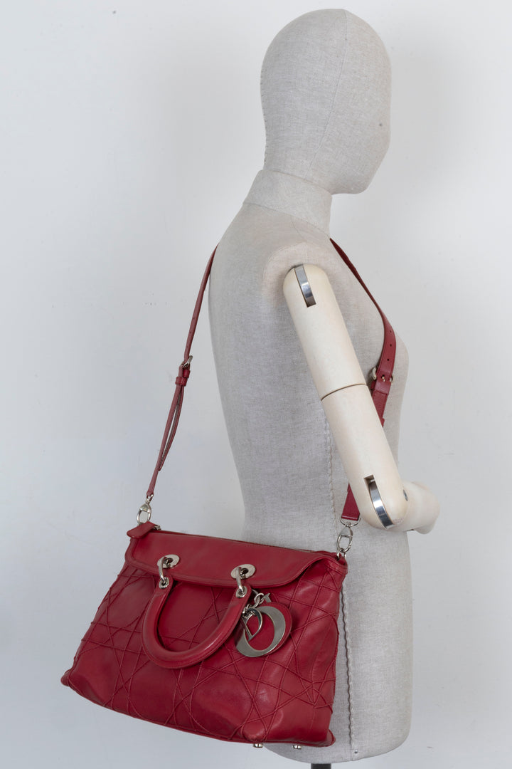 CHRISTIAN DIOR Granville Cannage Bag Leather Red