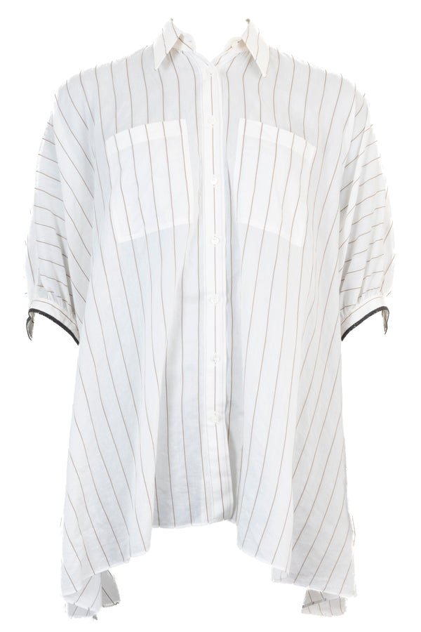 BRUNELLO CUCINELLI Oversized Striped Shirt White