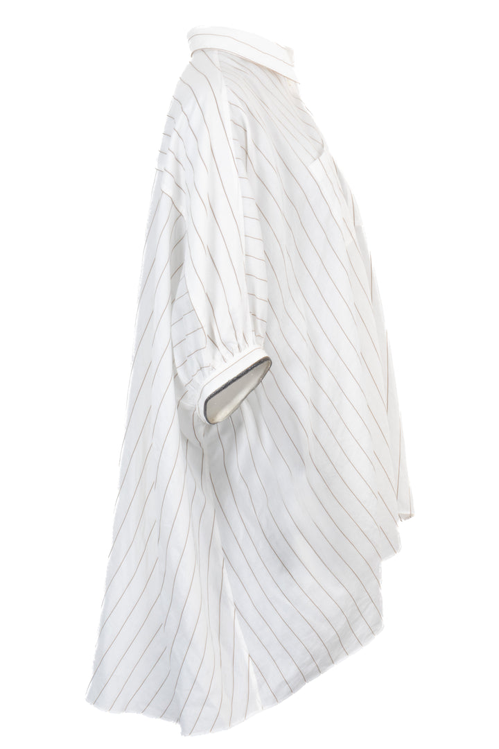 BRUNELLO CUCINELLI Oversized Striped Shirt White
