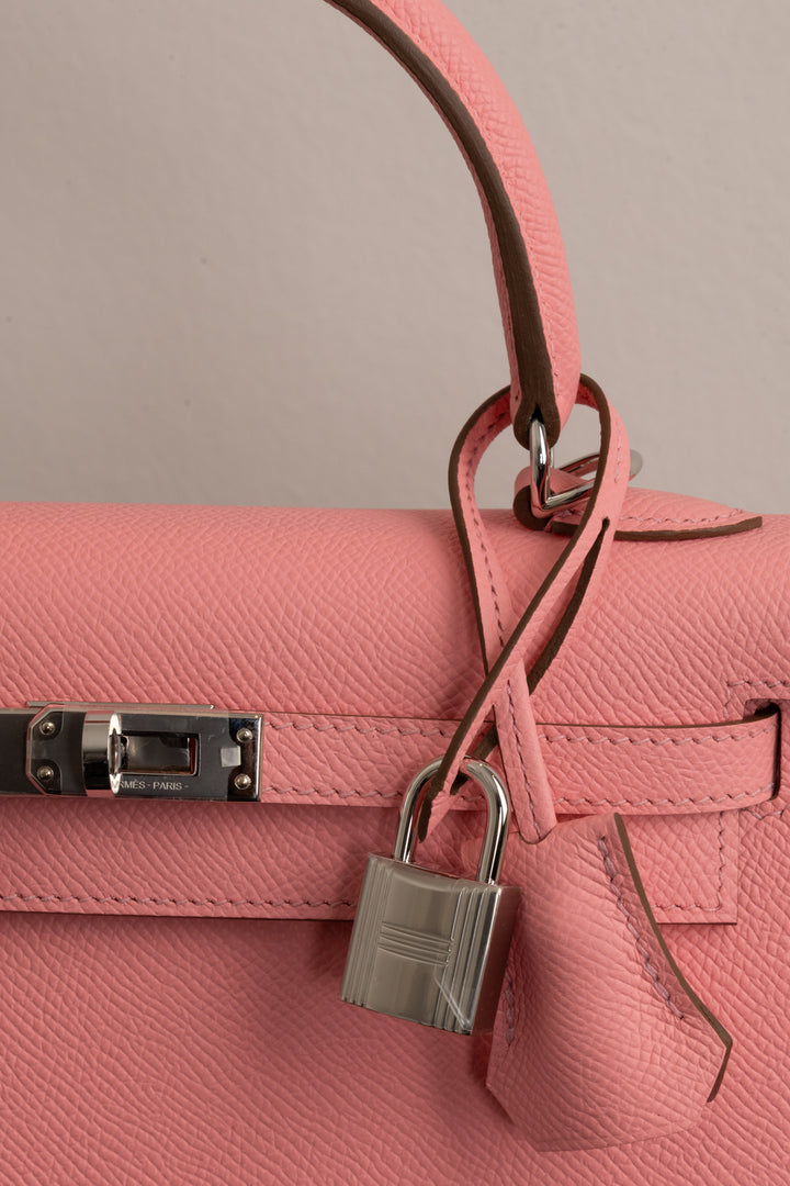 HERMÈS Kelly 25 Sellier Epsom Rose Confetti