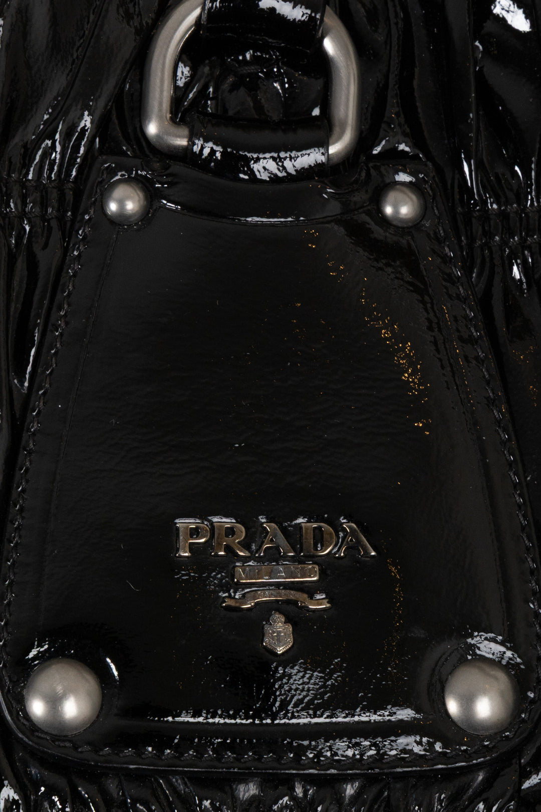 PRADA Vernice Gaufre Tote Patent Black