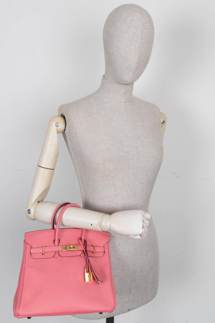 HERMÈS Birkin 25 Retourne Swift Rose Lipstick