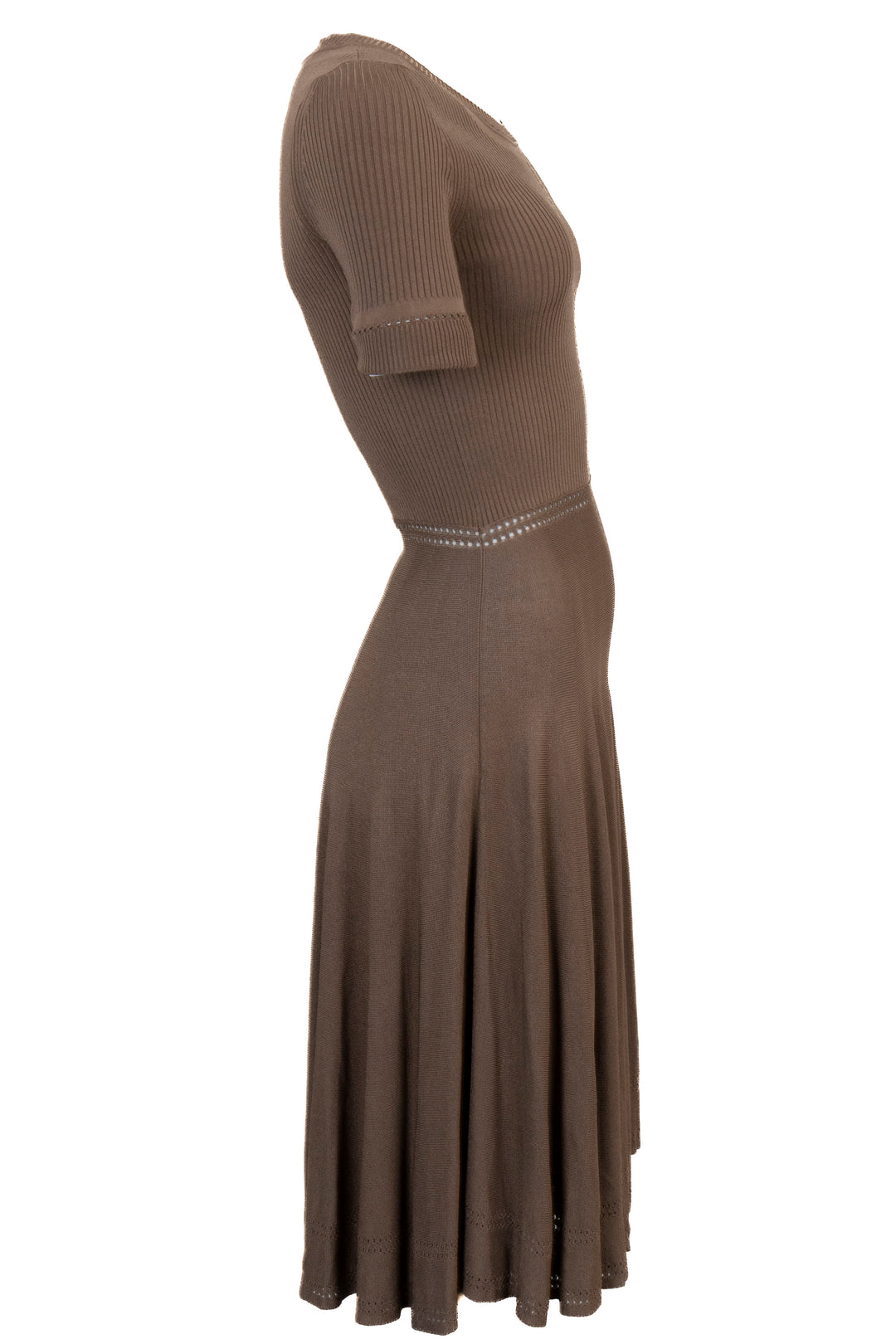 GUCCI Short Sleeve Knit Dress Brown
