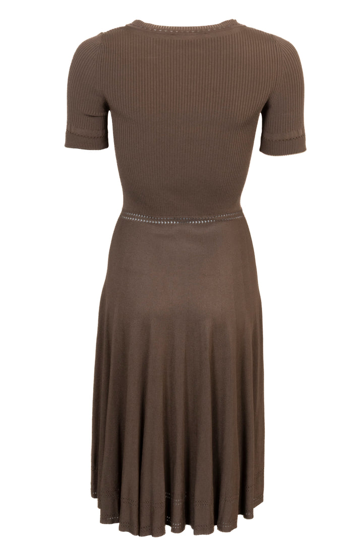 GUCCI Short Sleeve Knit Dress Brown