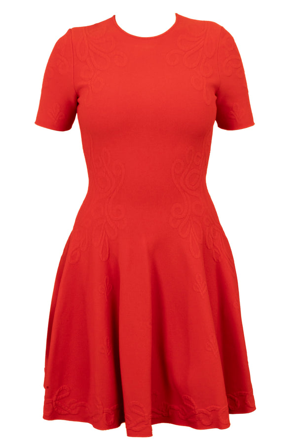 ALEXANDER MCQUEEN Short Sleeve Dress Red