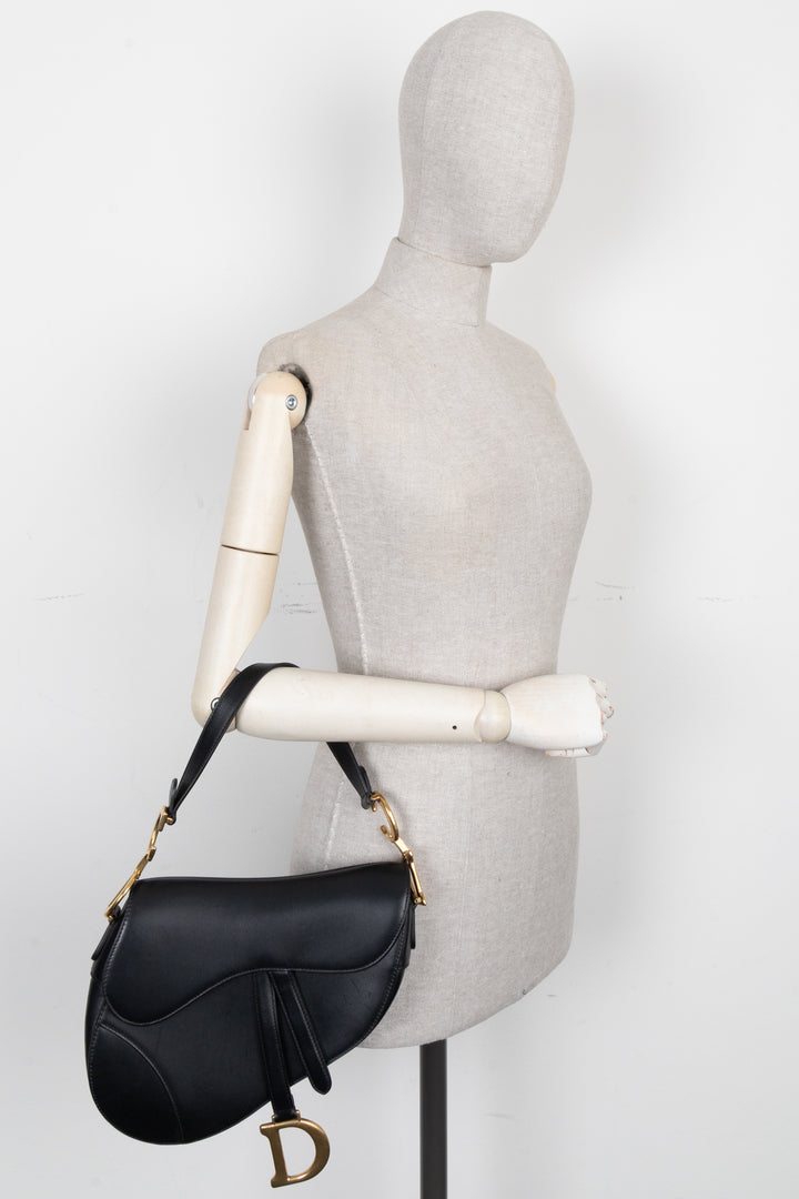 CHRISTIAN DIOR Saddle Bag Soft Leather Black