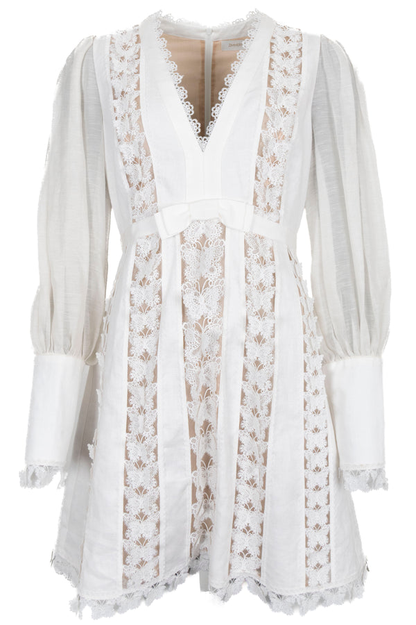 ZIMMERMANN Robe Papillon Lin Blanc
