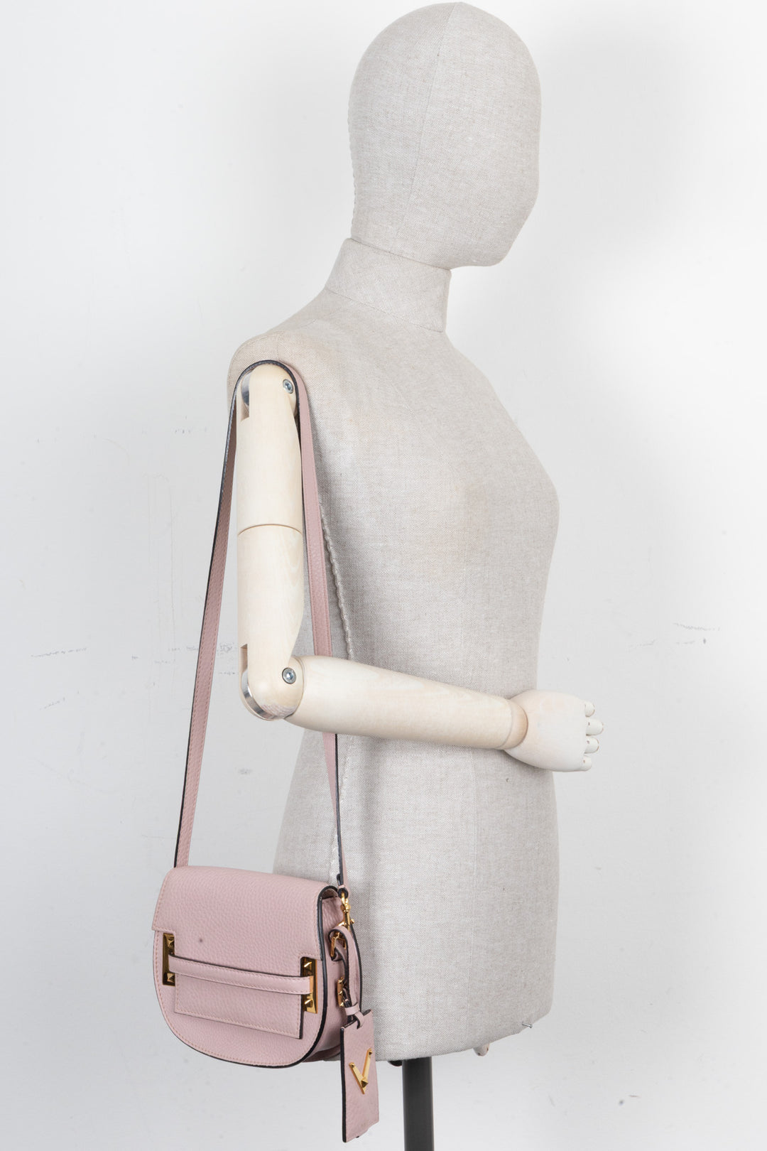 VALENTINO My Rockstud Saddle Bag Leather Blush Pink
