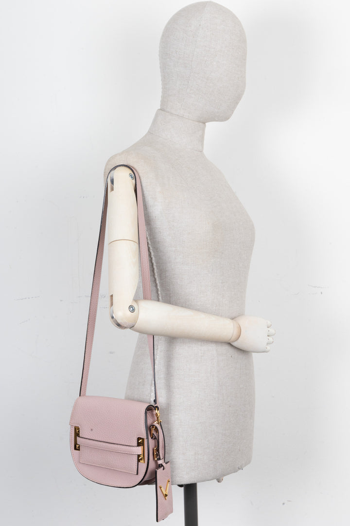 VALENTINO My Rockstud Saddle Bag Leather Blush Pink