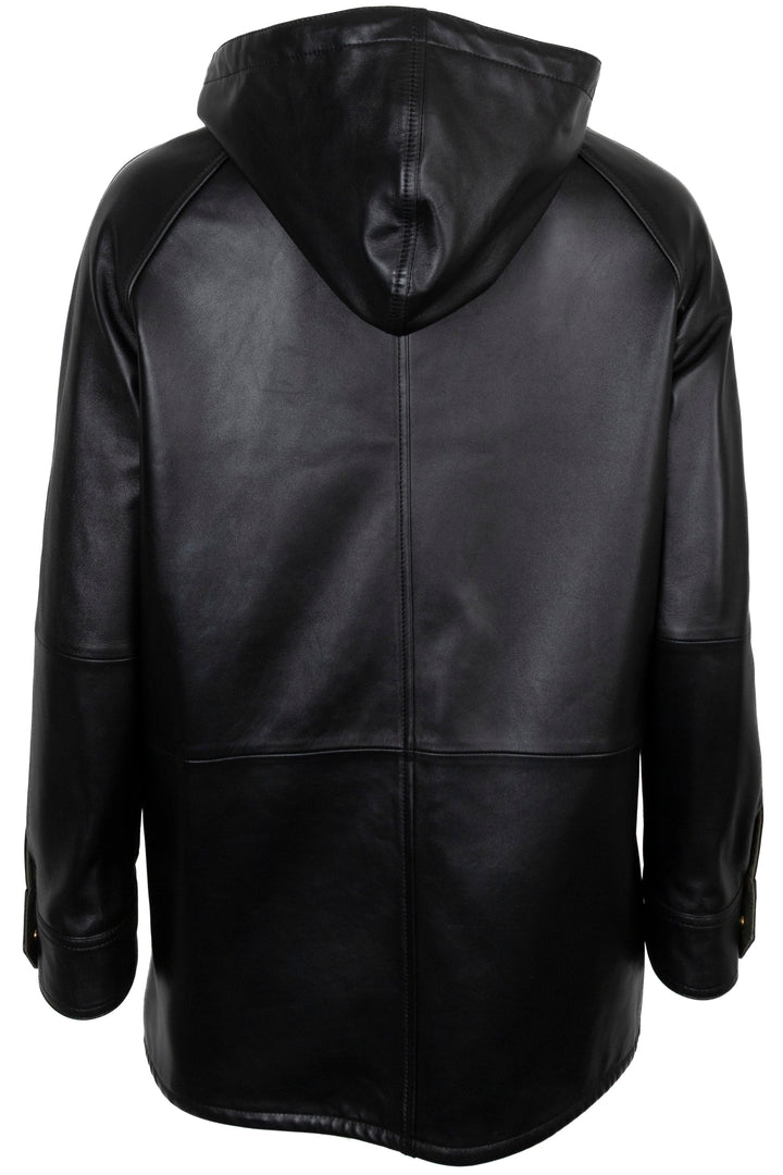 CELINE Parka Jacket Leather Black Green