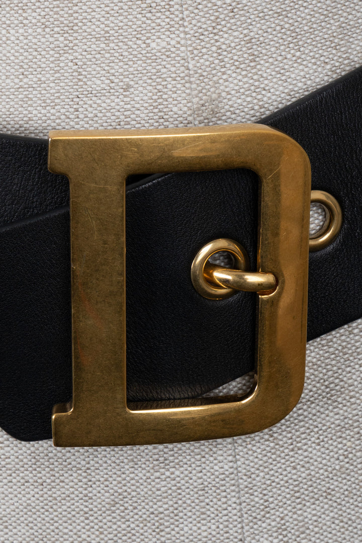 CHISTIAN DIOR D-Fence Belt Leather Black