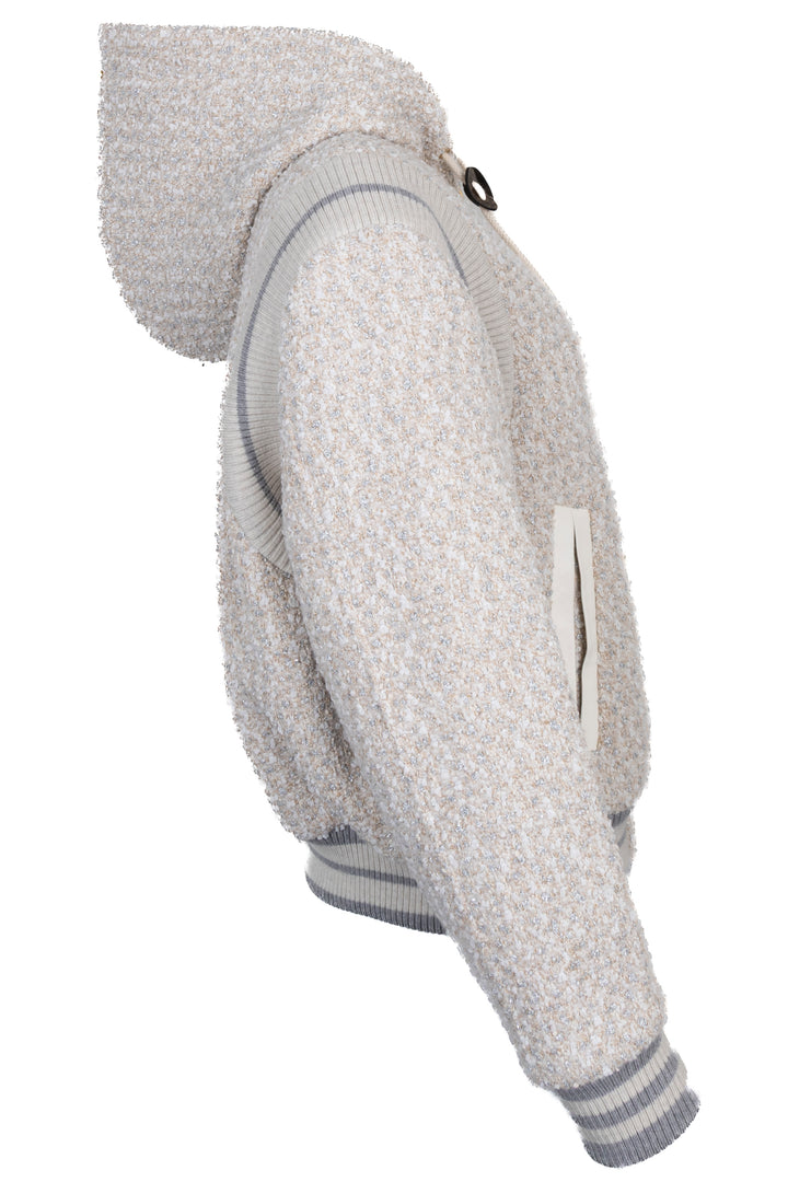 LOUIS VUITTON Tweed Hooded College Jacket Multicolor