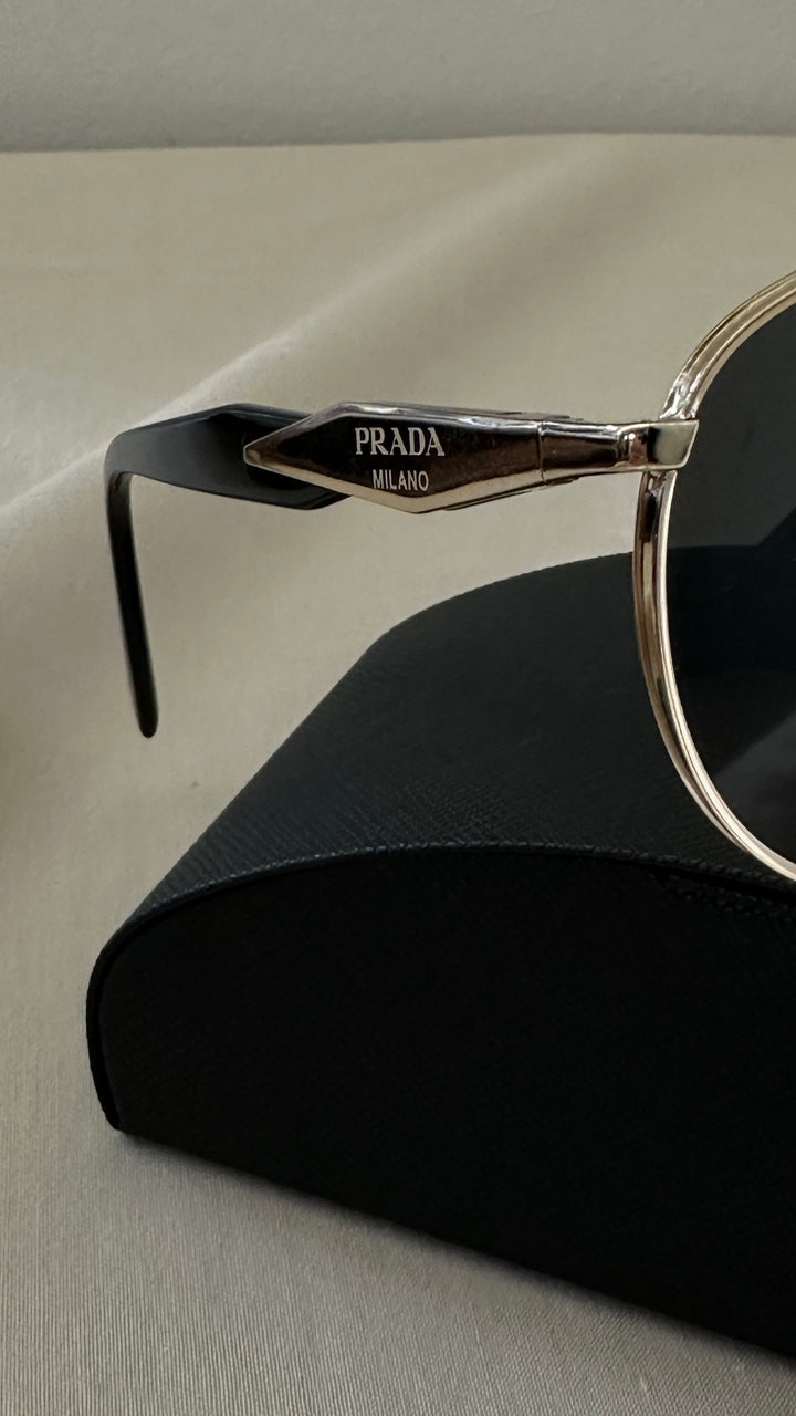 PRADA SPR56Z Logo Sunglasses Gold
