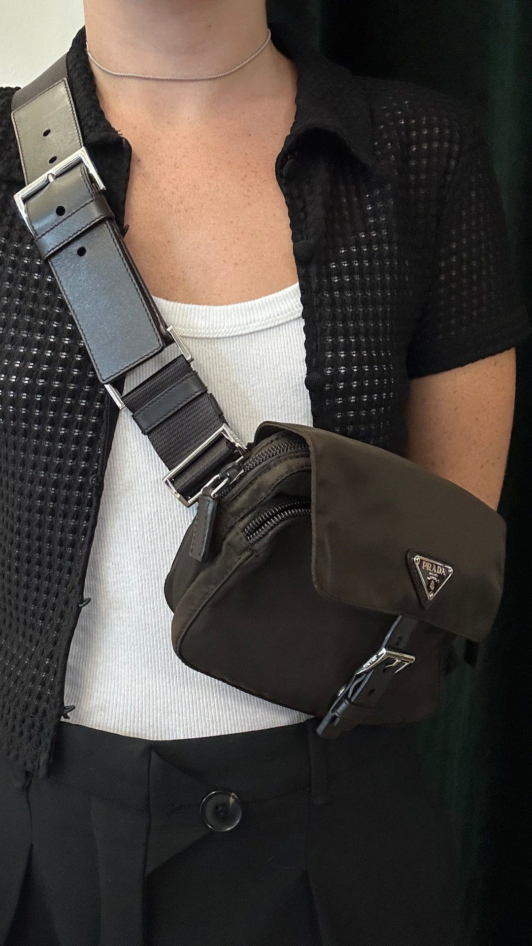 PRADA Nylon Belt Bag Brown