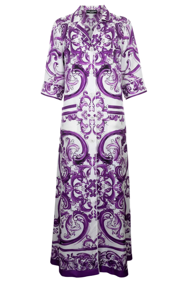 DOLCE&GABBANA Majolica Dressing Gown Silk Violet