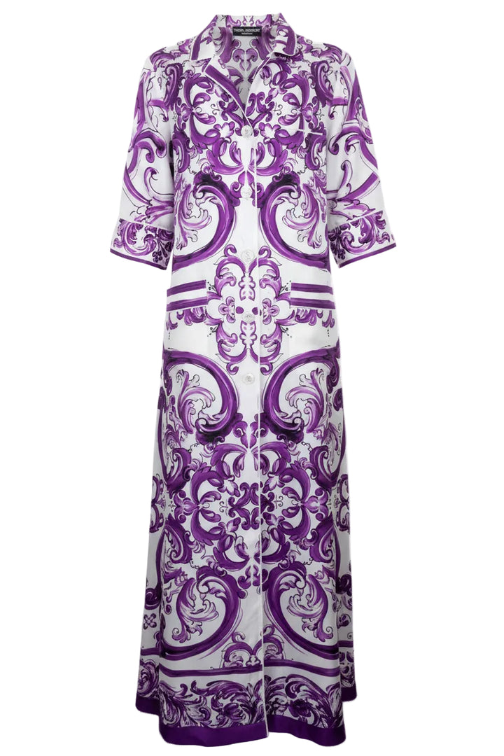 DOLCE&GABBANA Majolica Dressing Gown Silk Violet