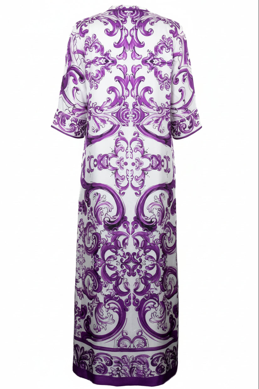 DOLCE&GABBANA Majolica Dressing Gown Silk Violet