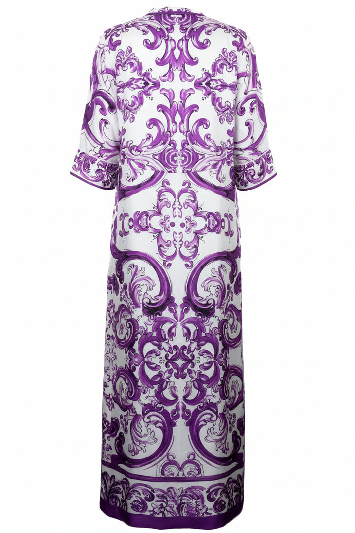 DOLCE&GABBANA Majolica Dressing Gown Silk Violet