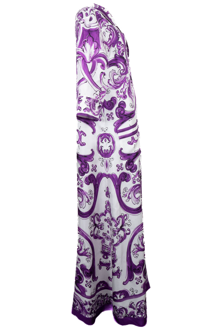 DOLCE&GABBANA Majolica Dressing Gown Silk Violet